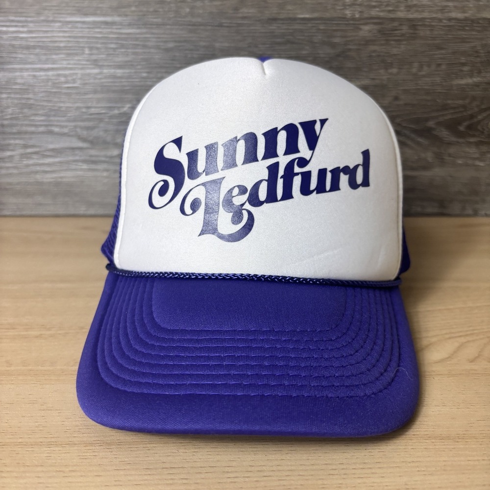 Sunny Ledfurd Hat Cap Snap Back Trucker Mesh Purple White Music Band Mens